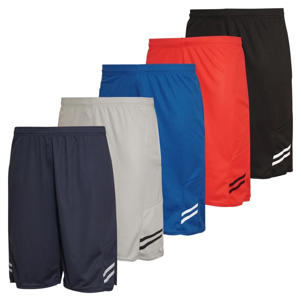 Real Essentials Boys' 5-Pack Mesh Active Athletic Performance Basketball Shorts